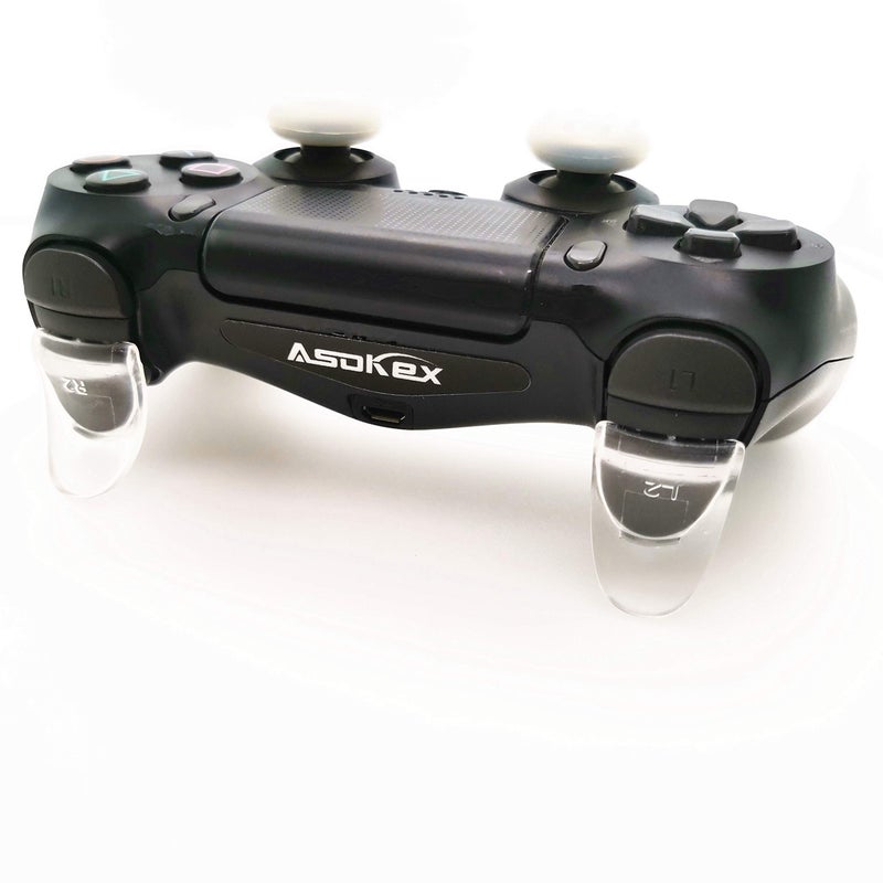 Asokex L2 R2 Ps4 Trigger Extenders (2 Pairs L2 R2 Triggers, 4pcs Joystick Cap, 2 Pairs LED Light Bar Decal) for Ps4 Controller(Transparent) - Image 4